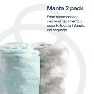 Imagen 2 del producto Pack 2 Mantas Bebe Hipoalergénica 110*150 cm Celeste Bebesit
