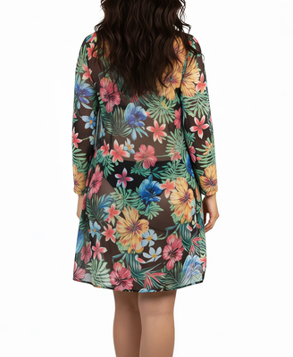 Imagen 2 del producto Kimono playa estampado Tropical Negro