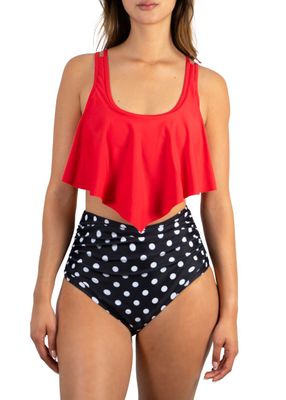 Bikini tiro alto mujer top en punta Val Retro