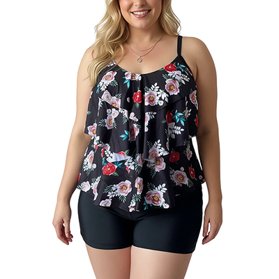 Tankini SHORT flor floral Maori Negro