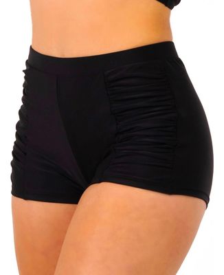 Short Traje De Baño Drap Colores Tiro Alto Negro