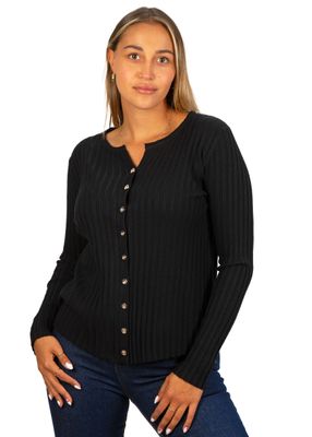 Sweater camiseta mujer Básico con Botones acanalado colores