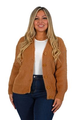 Cardigán Mujer botones peludo colores