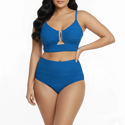 Imagen 2 del producto Bikini tiro alto mujer Victoria texturado azul