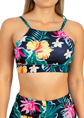 Top Halter Deportivo Negro estampado