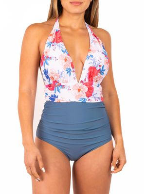 Traje de baño halter escote Floral