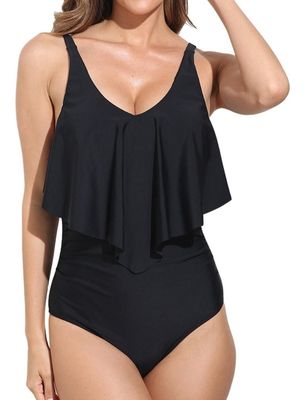 Imagen 2 del producto Traje De Baño Mujer Entero Negro Top En Punta