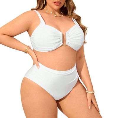 Imagen 2 del producto Bikini tiro alto plus size Victoria Blanco Hipsy