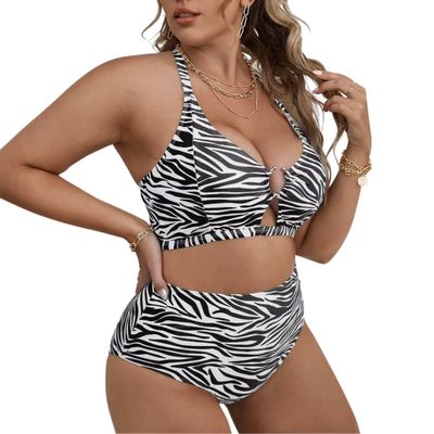 Bikini tiro alto Zebra print
