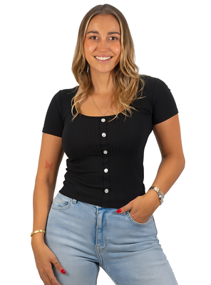 Polera mujer básica botones