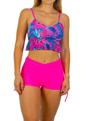 Bikini tiro alto short Camil Rosa