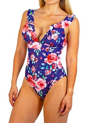 Imagen 2 del producto Traje de baño mujer escote V floral vuelos