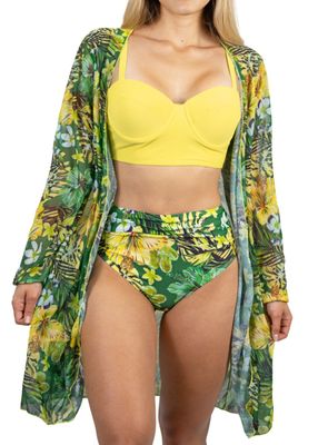 Imagen 2 del producto Bikini tiro alto + salida playa Yellow tropical