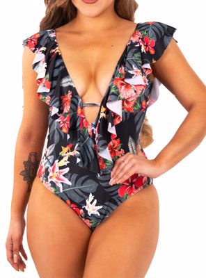 Traje de baño María Black floral