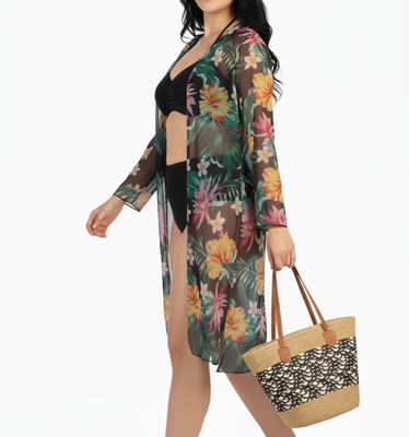 Imagen 2 del producto Kimono playa estampado Hawai  negro