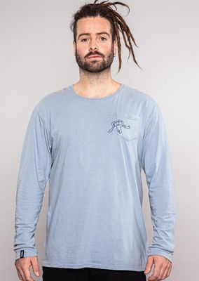 Polera Hombre Manga Larga Aqua Blue