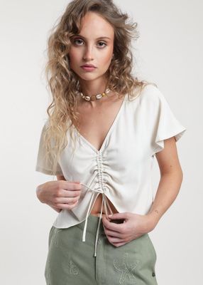 Blusa Viscosa Solid Ecru