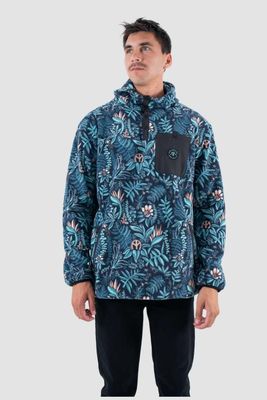 Polar Hombre Hood Half Zip Yedra Teal