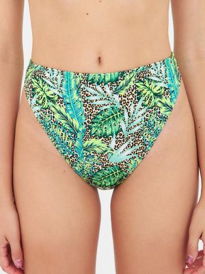 Imagen 1 del producto Bottom de Bikini Daikiri Mujer Calzón Pierna Alta Animal Print Selva Café Filtro UV50+
