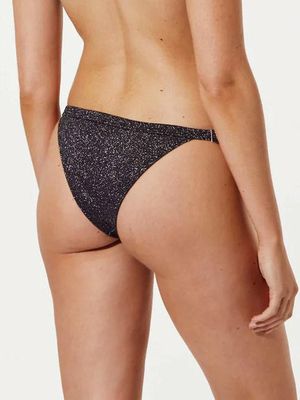 Imagen 2 del producto Bottom de Bikini Daikiri Mujer Calzón Ajustable Costados Negro Brillante Glitter Filtro UV50+