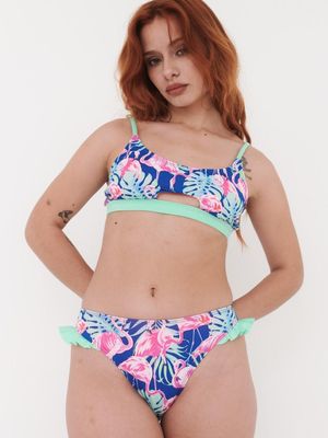 Imagen 2 del producto Bikini Daikiri Mujer Deportivo Soporte Calzón Vuelos Flamencos Azul Flúor Filtro UV50+