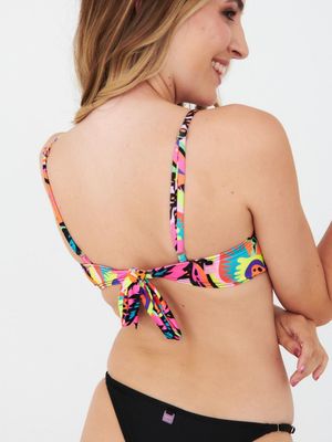 Imagen 2 del producto Bikini Daikiri Mujer Deportivo Lazo Regulable Cadera Flores Negro Filtro UV50+