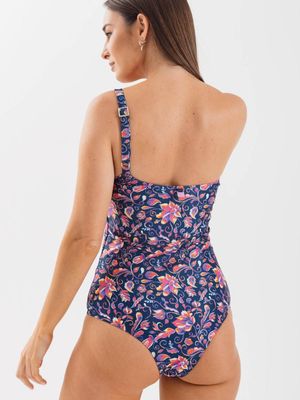 Imagen 2 del producto Traje de Baño Daikiri Mujer Un Hombro Flores Azul Flúor Filtro UV50+