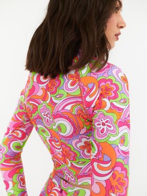 Imagen 2 del producto Polera Surf Daikiri Mujer Manga Larga Psicodelico Naranjo Flúor Filtro UV50+