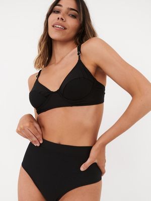 Bikini Daikiri Mujer Horma Calzón Tiro Alto Negro Filtro UV50+