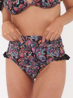 Bottom de Bikini Daikiri Mujer Calzón Tiro Alto Vuelos Bulgaro Negro Flúor Filtro UV50+