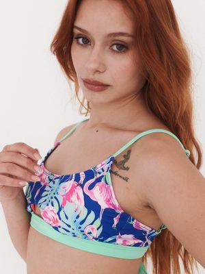 Imagen 2 del producto Top de Bikini Daikiri Mujer Deportivo Soporte Flamencos Azul Flúor Filtro UV50+