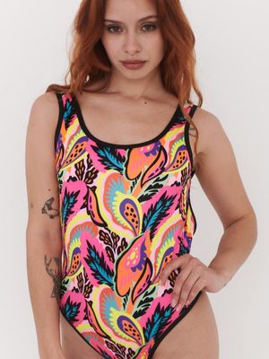 Traje de Baño Daikiri Mujer Baywatch Clásico Flores Negro Flúor Filtro UV50+