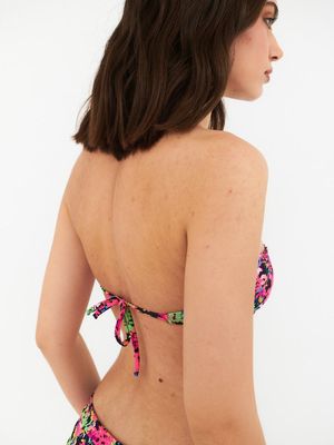 Imagen 2 del producto Top de Bikini Daikiri Mujer Strapless Flores Negro Rosa Flúor Filtro UV50+