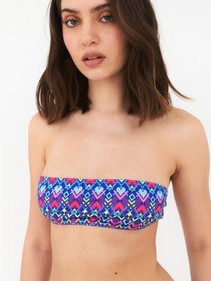 Top de Bikini Daikiri Mujer Strapless Geométrico Azul Flúor Filtro UV50+