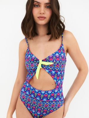 Trikini Daikiri Mujer Ajustable Espalda Geométrico Azul Flúor Filtro UV50+