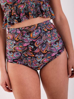 Bottom de Bikini Daikiri Mujer Short Tiro Alto Bulgaro Negro Flúor Filtro UV50+