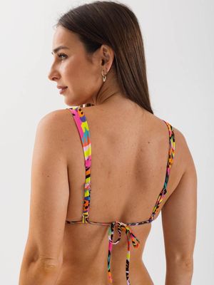 Imagen 2 del producto Top de Bikini Daikiri Mujer Triángulo Ancho Flores Negro Flúor Filtro UV50+