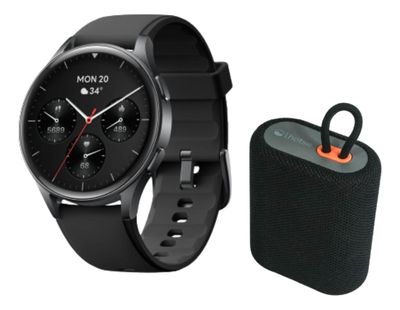 Pack Smartwatch Lhotse Vibe 05 Black + Parlante Negro