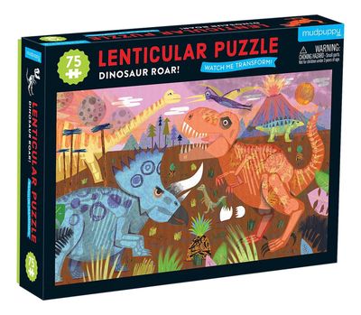 Puzzle 75Pcs Lenticular Rugido De Dinosaurio Mudpuppy
