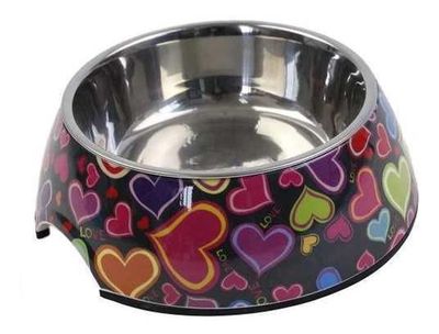 Plato Melamina Motivo Redondo Negro Talla S Perro Mascan