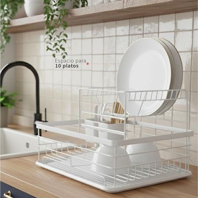 Imagen 2 del producto Secaplatos Escurridor 2 Niveles Acero Inox Blanco Simplit