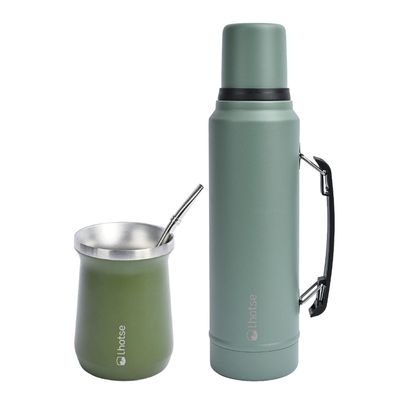 Termo Líquido Classic 1.3 lts + Mate Bombilla Green Lhotse