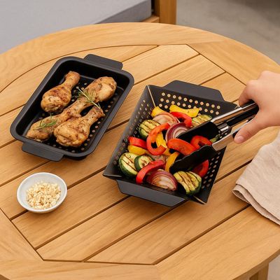 Imagen 2 del producto Pack Bandeja Para Asar Metal 24x20x4 y 34x18x2 cm Dangrill