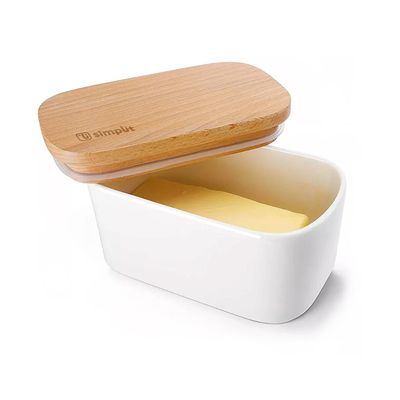 Imagen 2 del producto Mantequillero de Cerámica Tapa Bamboo 300 ml Simplit