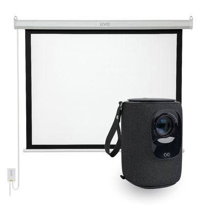 Proyector Portátil Nova 9000lm + Telón Eléctrico 80"" LEVO