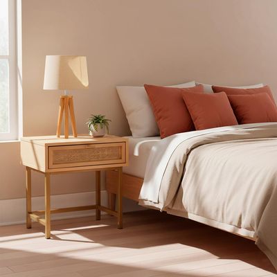 Imagen 2 del producto Velador Con Cajón Madera Ratán 45x35x55 cm Atmosphera