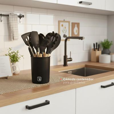 Imagen 2 del producto Set 12 Utensilios De Cocina Silicona Negro Simplit