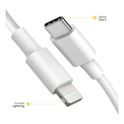 Imagen 2 del producto Cable De Carga USB-C a Lightning 1 Mt Blanco LEVO