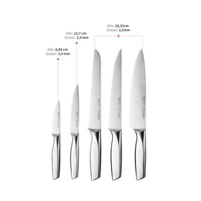 Imagen 2 del producto Set Cuchillos Stahl 5 pcs Acero Inoxidable + Taco Simplit
