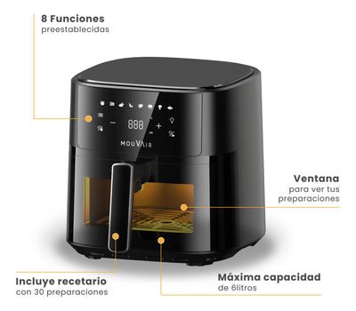 Imagen 2 del producto Freidora de Aire 6 L Negro Mouvair Clear Fry